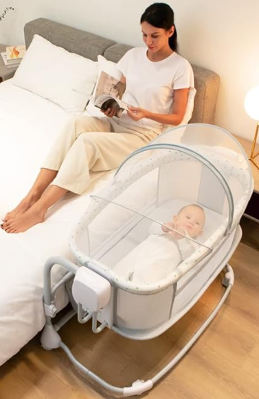 Mastela Deluxe 3 in 1 Bassinet Grey 08601 - swinger