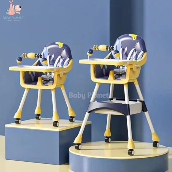 Adjustable Folding Children Dining Table High Chair with Adjustable Tray & Booster (H002-Blue)